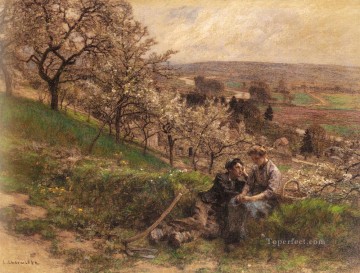 レオン・オーギュスティン・レルミット Painting - アヴリルの田園風景 農民レオン・オーギュスティン・レルミット